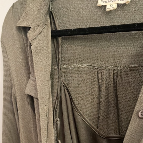 Dark green Indigo Rose Medium button up dress with slip - Picture 4 of 5